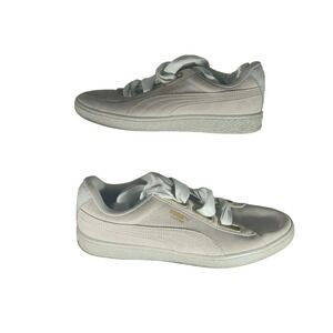 Puma Suede Heart Satin Oatmeal Beige Ribbon Lace Sneakers 362714-02 Womens 8